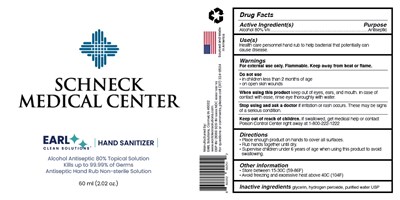 EARL Clean Solutions_FDA Label.jpg Label for 60 ml with Drug Facts and relevant information - EARL Clean Solutions FDA Label
